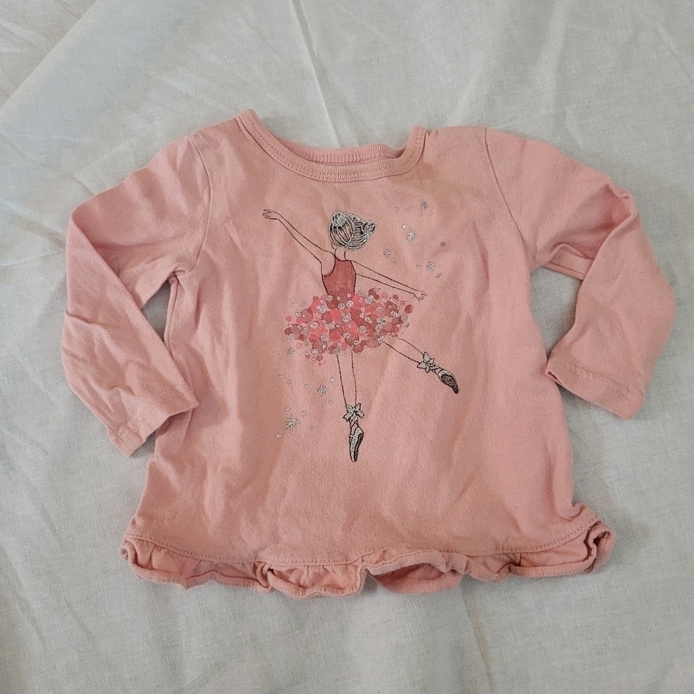 Carters pink ruffle bottom ballerina long sleeve shirt 9m
